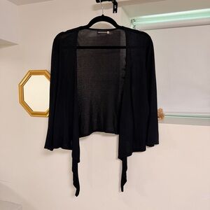 Sweaterworks Black Open-Front Draped Cardigan